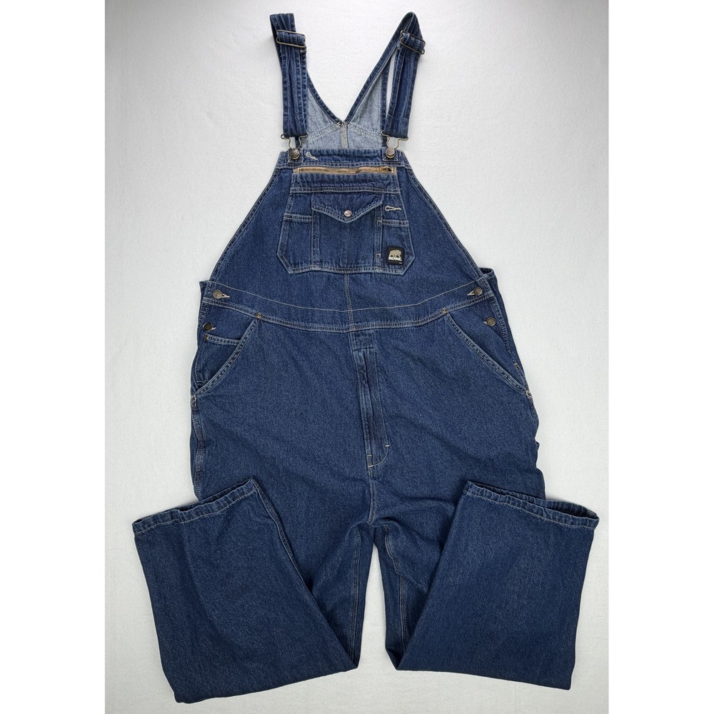 Berne Mens B910SWD Denim Bib Overalls Indigo Blue Workwear 48x30